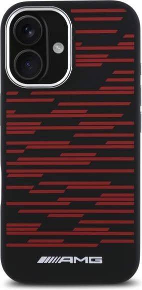 Mbështjellës Mercedes AMG Silicone Graphics MagSafe për iPhone 16, i zi