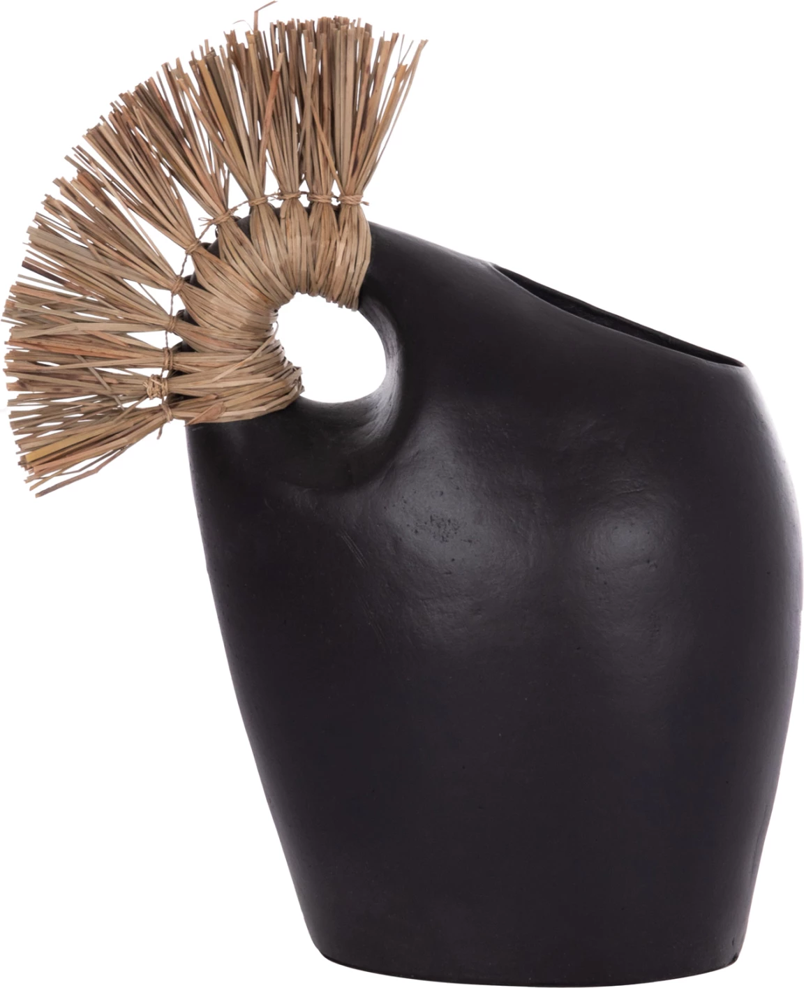 Vazo dekorative tavoline ALICA2, terrakotë e zezë, bar i thatë, 44x18x50Hcm