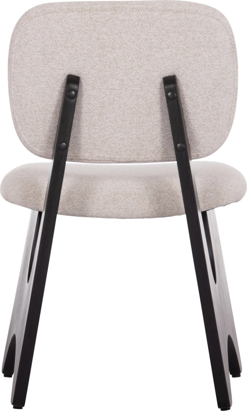 Karrige ngrënieje BELLISI, set 2 copë, stof krem i bardhë, dru i zi, FH18248.02, 53x56x78cm