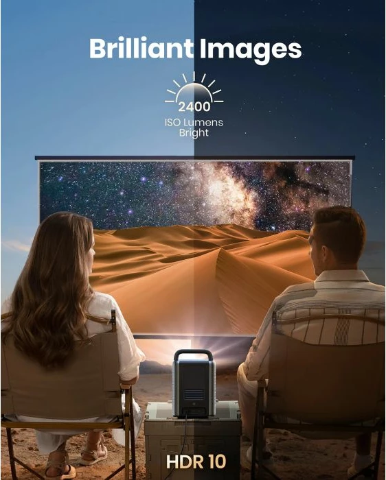 Projektor portativ NEBULA Cosmos Laser 4K, 4K UHD, 1840 ANSI lumens, Android TV 10, Dolby Atmos, 60-150\", grafit