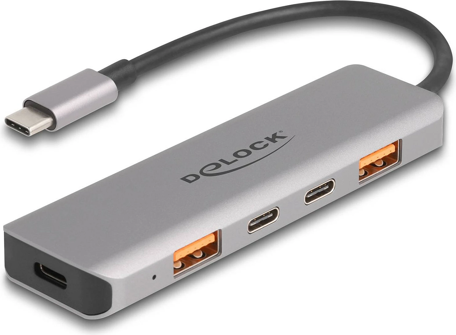 USB hub DeLOCK, 2x USB-A + 2x USB-C, 10 Gbps, PD 95W, gri