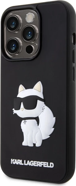 Mbështjellës Karl Lagerfeld KLHCP14L3DRKHNK për iPhone 14 Pro 6.1", 3D Rubber Choupette, i zi