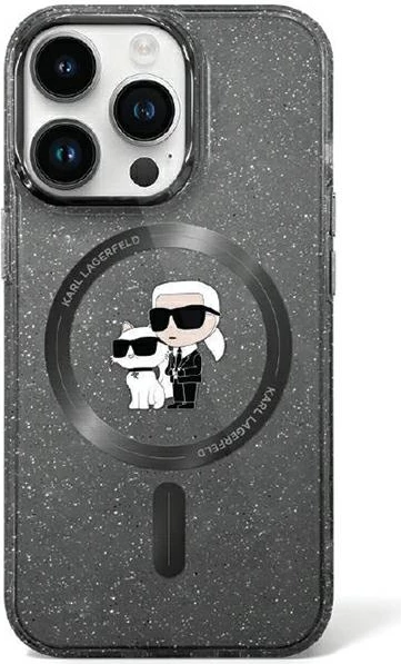 Mbështjellës Karl Lagerfeld KLHMN61HGKCNOK për iPhone 11/XR 6.1", Glitter MagSafe, zi