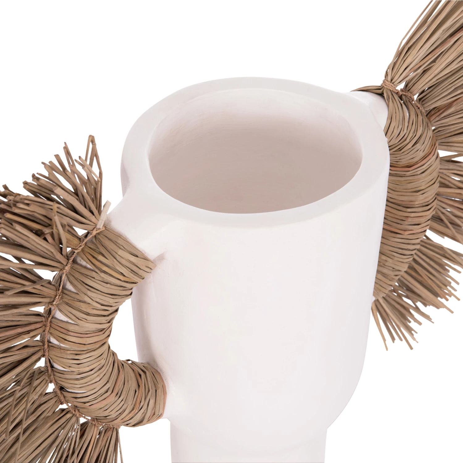 Vazo dekorative tavoline ALICA, terrakotë e bardhë, me bar, FH4668.02S, 55x19x34cm