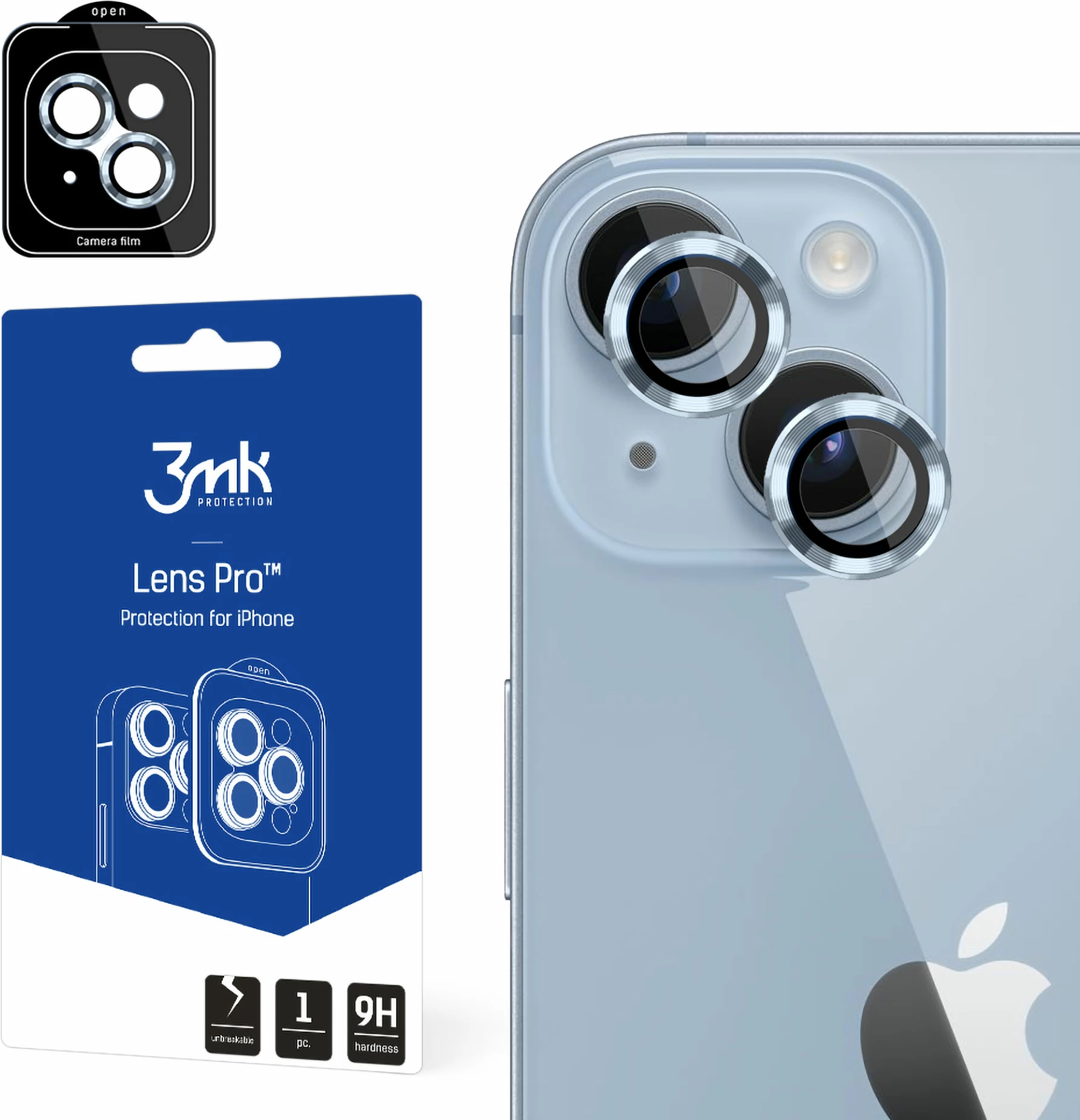 Mbrojtës xhami për kamerë 3mk Protection Lens Pro për iPhone 14 Plus, Blu