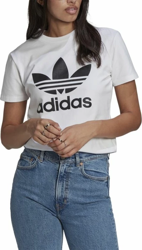 Maicë adidas Trefoil për femra, e bardhë