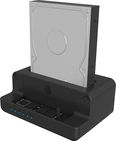 Docking station IcyBox IB-2914MSCL-C31 për SSD/HDD 2.5''/3.5'' dhe M.2 NVMe, e zezë