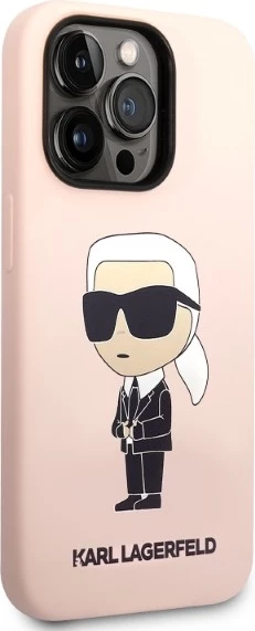 Mbështjellës Karl Lagerfeld Silicone Ikonik MagSafe për iPhone 14 Pro, rozë