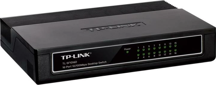 Switch, TP-Link, TL-SF1016D, 16 porta 10/100 Mbps Fast Ethernet, desktop, e zezë