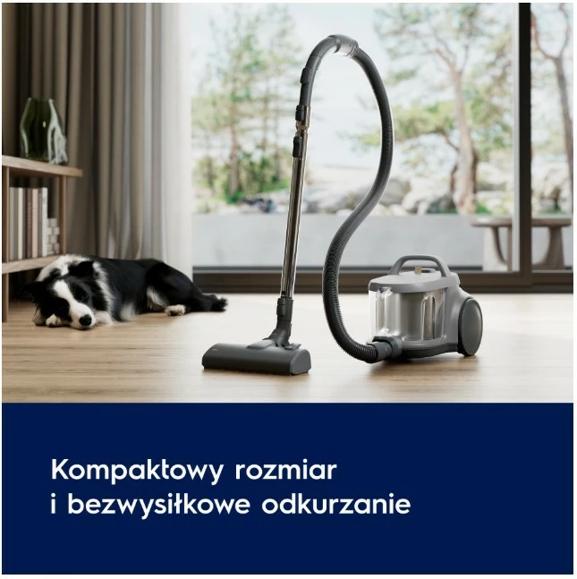 Fshesë me korent pa qese, Electrolux EL51A2UG, 1000 W, 2 L, ciklonike, filtrimi HEPA, rreze 9 m, gri