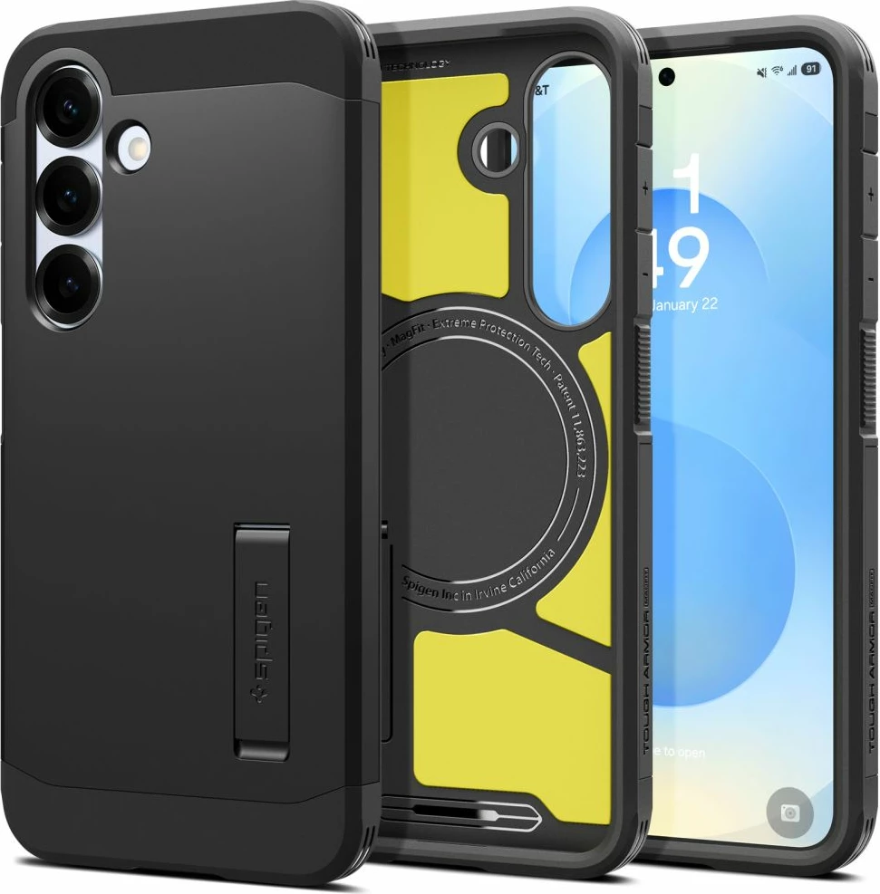 Mbështjellës Spigen Tough Armor MagSafe për Samsung Galaxy S25, zi