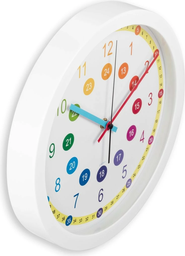 Orë muri Hama Easy Learning, 30cm, analoge, shumëngjyrëshe, e bardhë