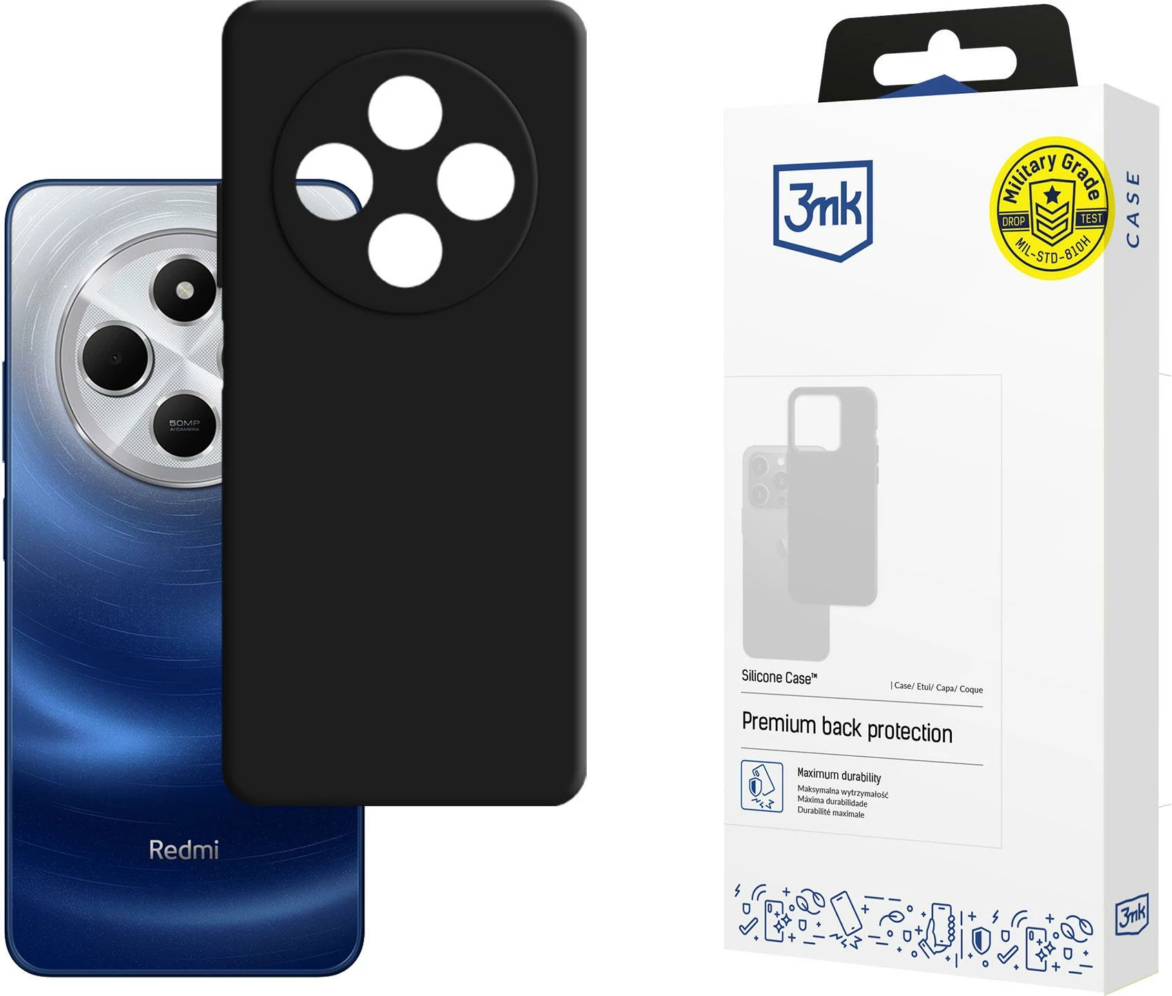 Mbështjellës silikon për celular 3mk, Xiaomi Redmi 14C / Xiaomi Redmi A4 5G, i zi