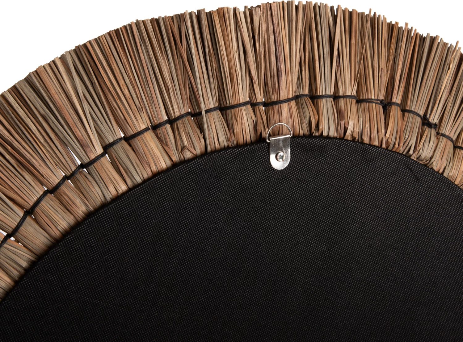 Pasqyrë muri rrethore, kornizë Mendong Grass, ngjyrë natyrale & e zezë, FH7834, 70cm