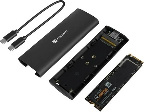 Kasë NATEC NKZ-2286 për SSD M.2, USB Type-C, e zezë