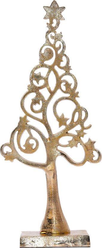 Dekorim Krishtlindjesh SANTO, pemë, alumin, ngjyrë ari, 23x8x44cm