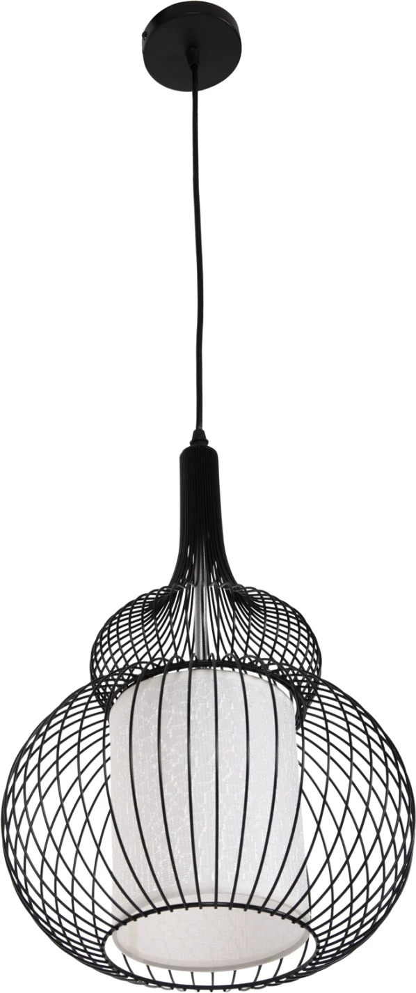 Llambë varëse tavani FH4185, metal i zi, pëlhurë e bardhë, Φ30x115H cm