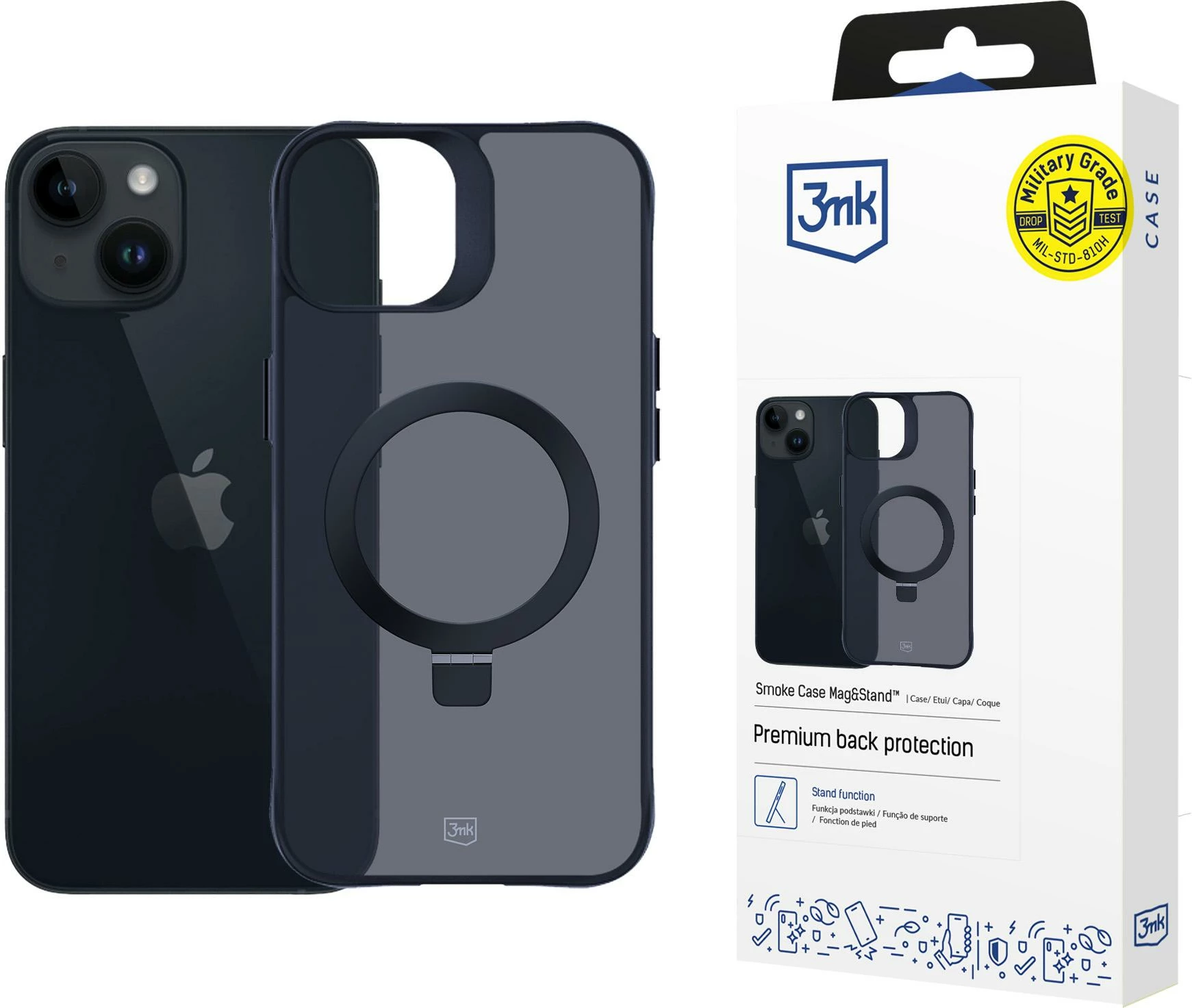 Mbështjellës 3mk Smoke Case Mag&Stand për iPhone 14 Plus, i zi