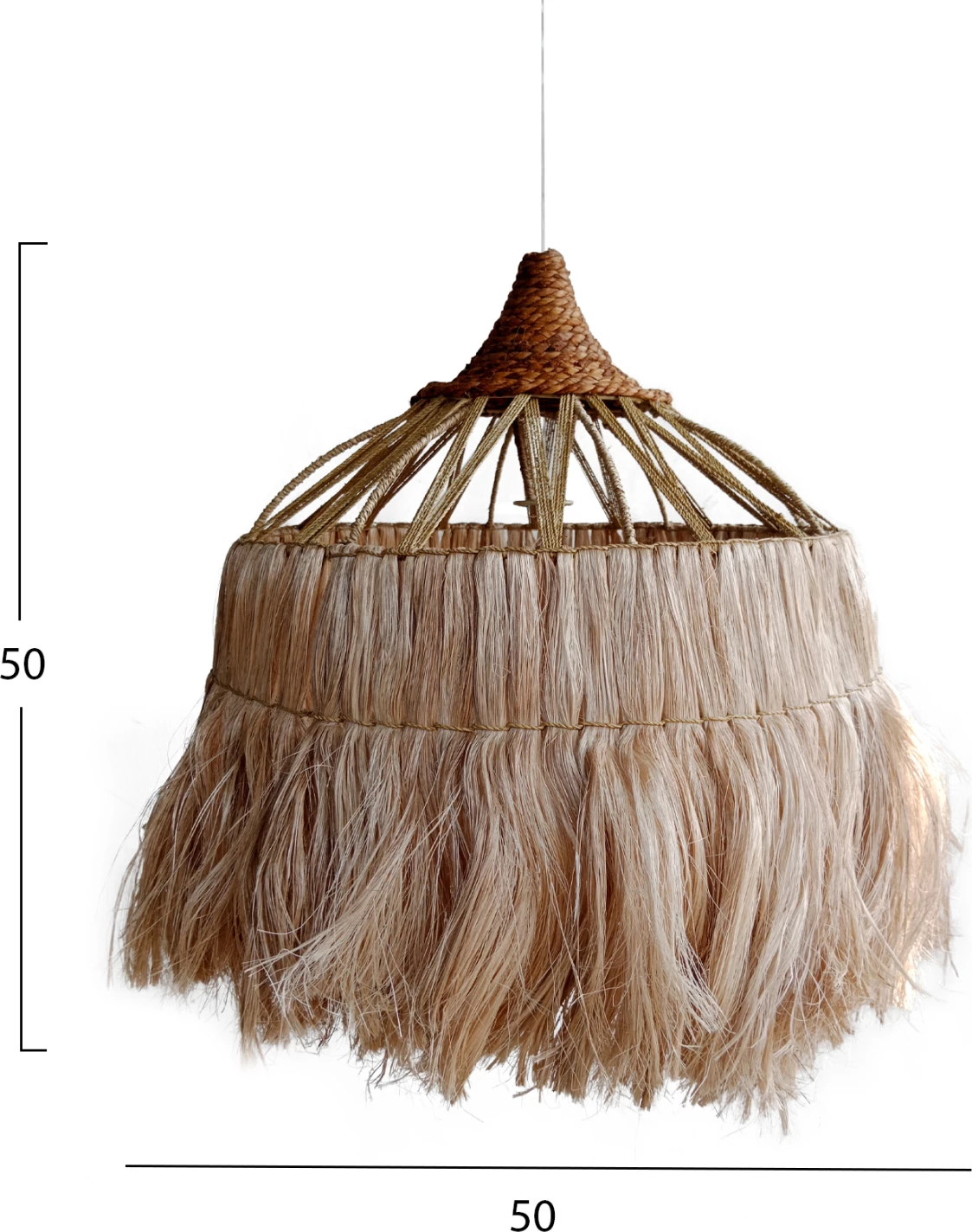 Llambë tavani me kapak cilindrik, fibra abaka natyrale, Φ52x52-120Hcm, FH7764