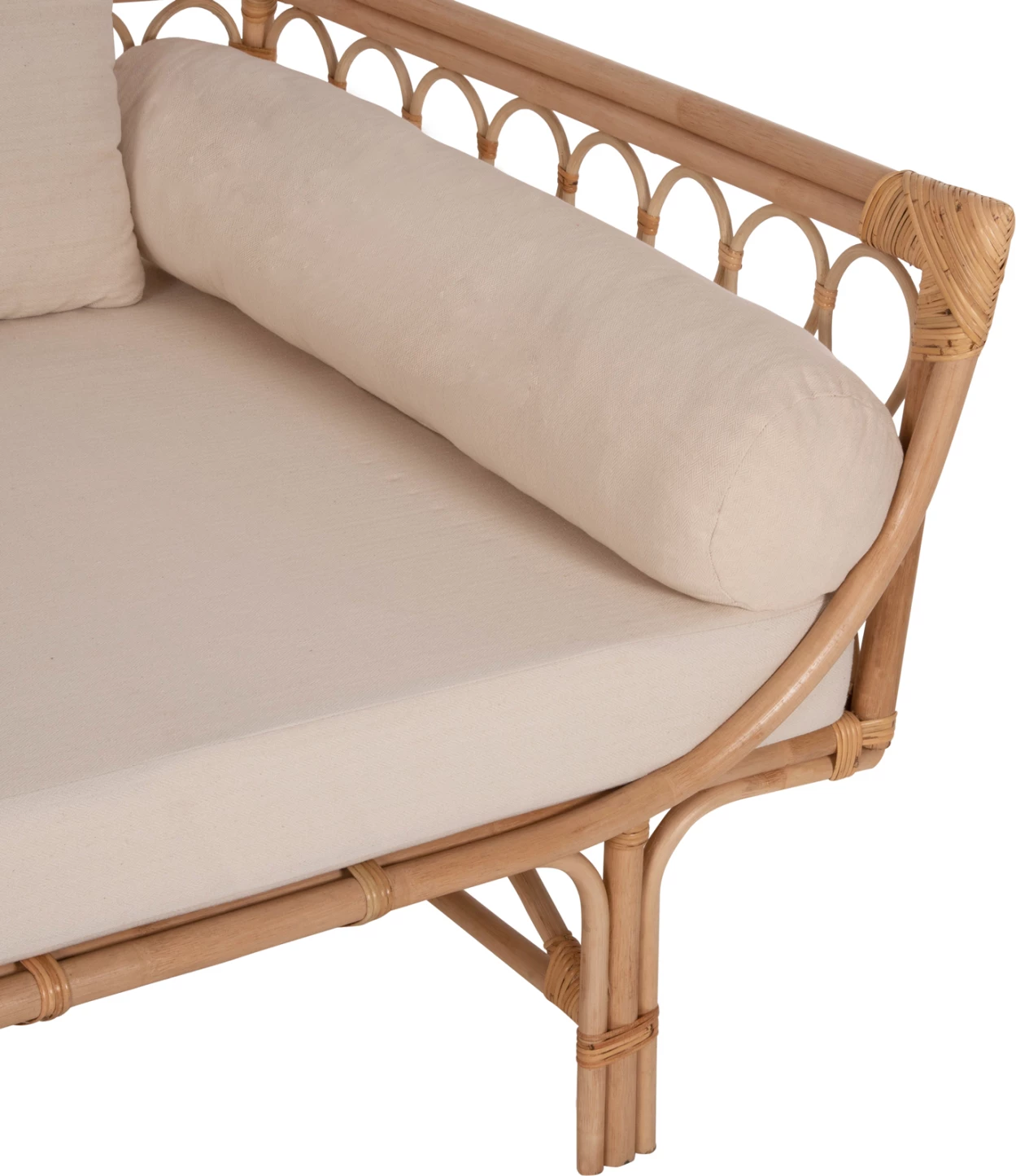 Divan ALIKI FH9658 prej ratanit, jastëkët bezhë, 200x100x86H cm