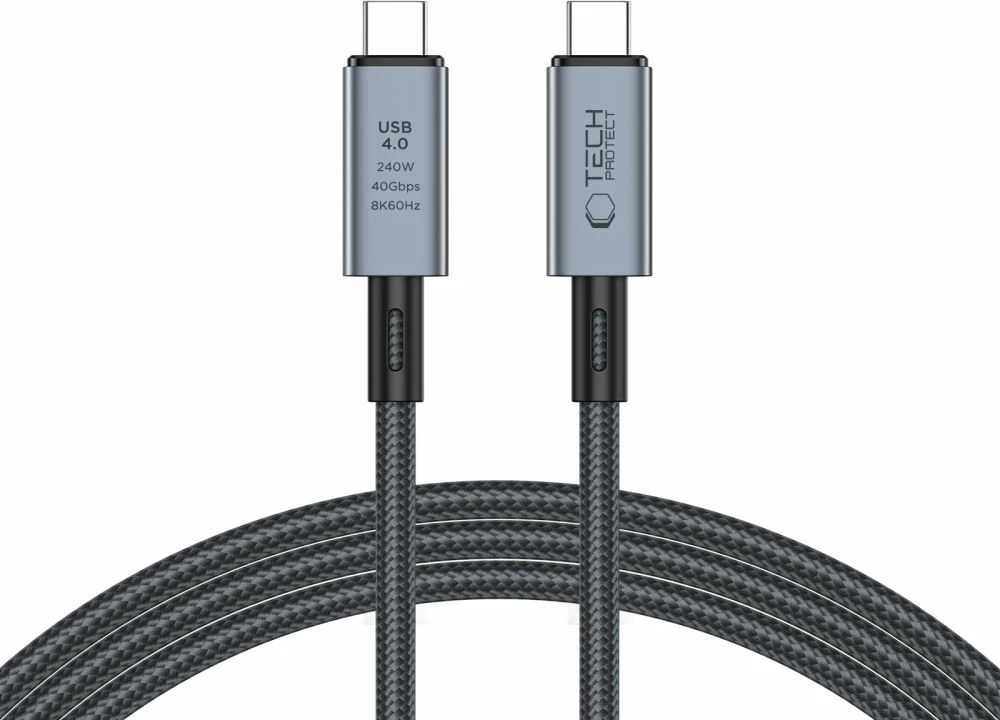 Kabllo USB-C 4.0 Tech-Protect UltraBoost Max, 2m, 240W, 40Gbps, Gri