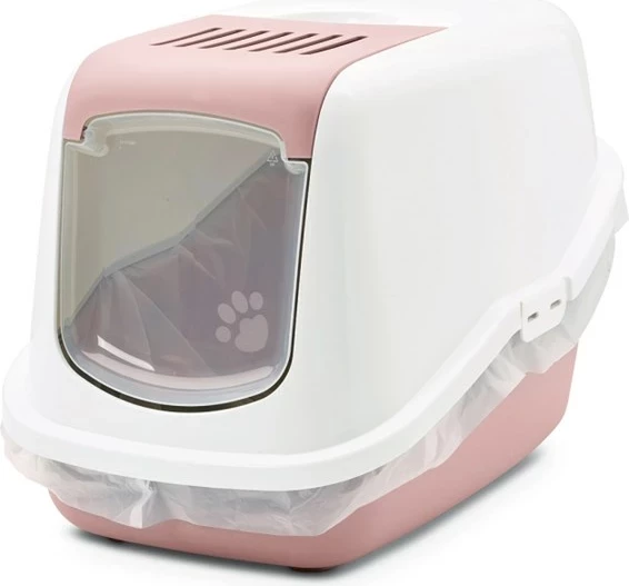 Kuti rëre për mace SAVIC Nestor, e mbuluar, 56x39x38.5 cm, Bardhë-Rozë