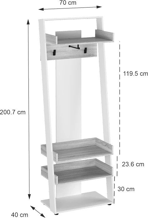 Mobilje hyrëse Sciove, ngjyrë e bardhë-natyrale, 70x40x200cm