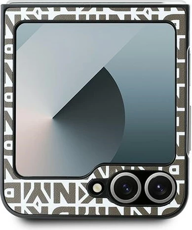 Mbështjellës DKNY Repeat Pattern Bottom Stripe për Samsung Galaxy Z Flip 6, Kafe