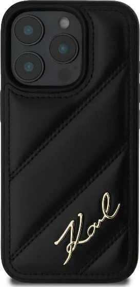 Mbështjellës Karl Lagerfeld Quilted Signature për iPhone 16 Pro, i zi