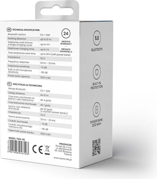 Kufje me bluetooth Savio TWS-06, e zezë