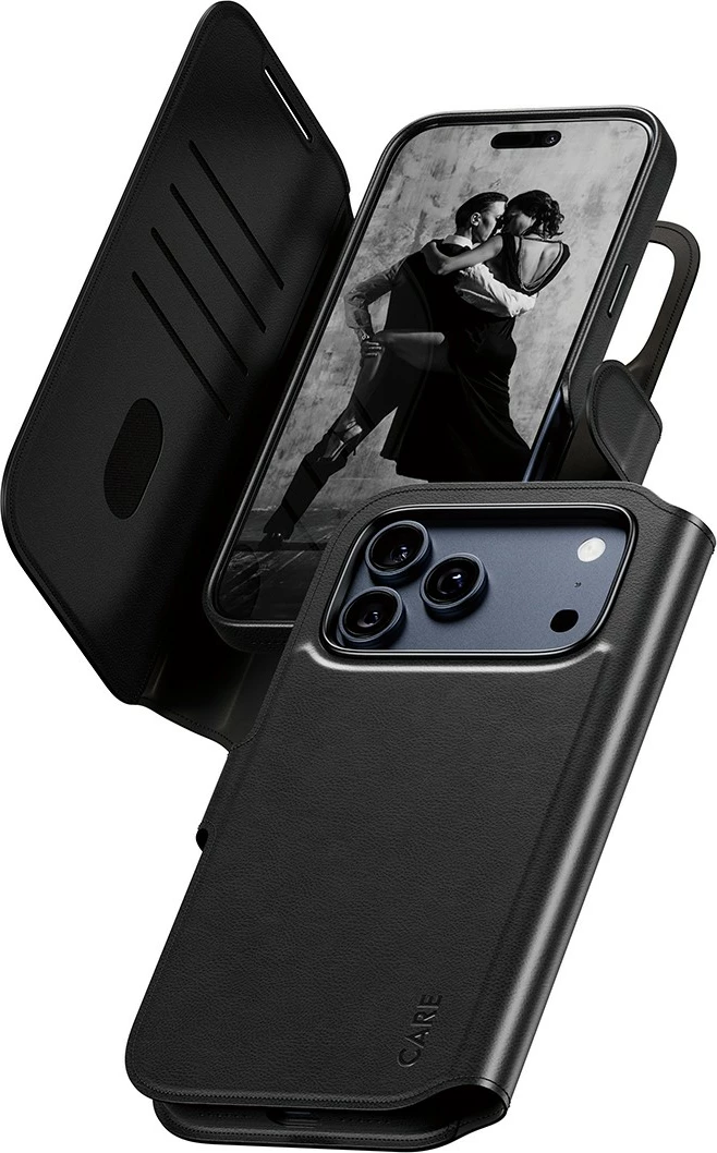 Mbështjellës PanzerGlass CARE Feature Case Tango 2in1 Wallet MagSafe për iPhone 17 Pro Max, i zi