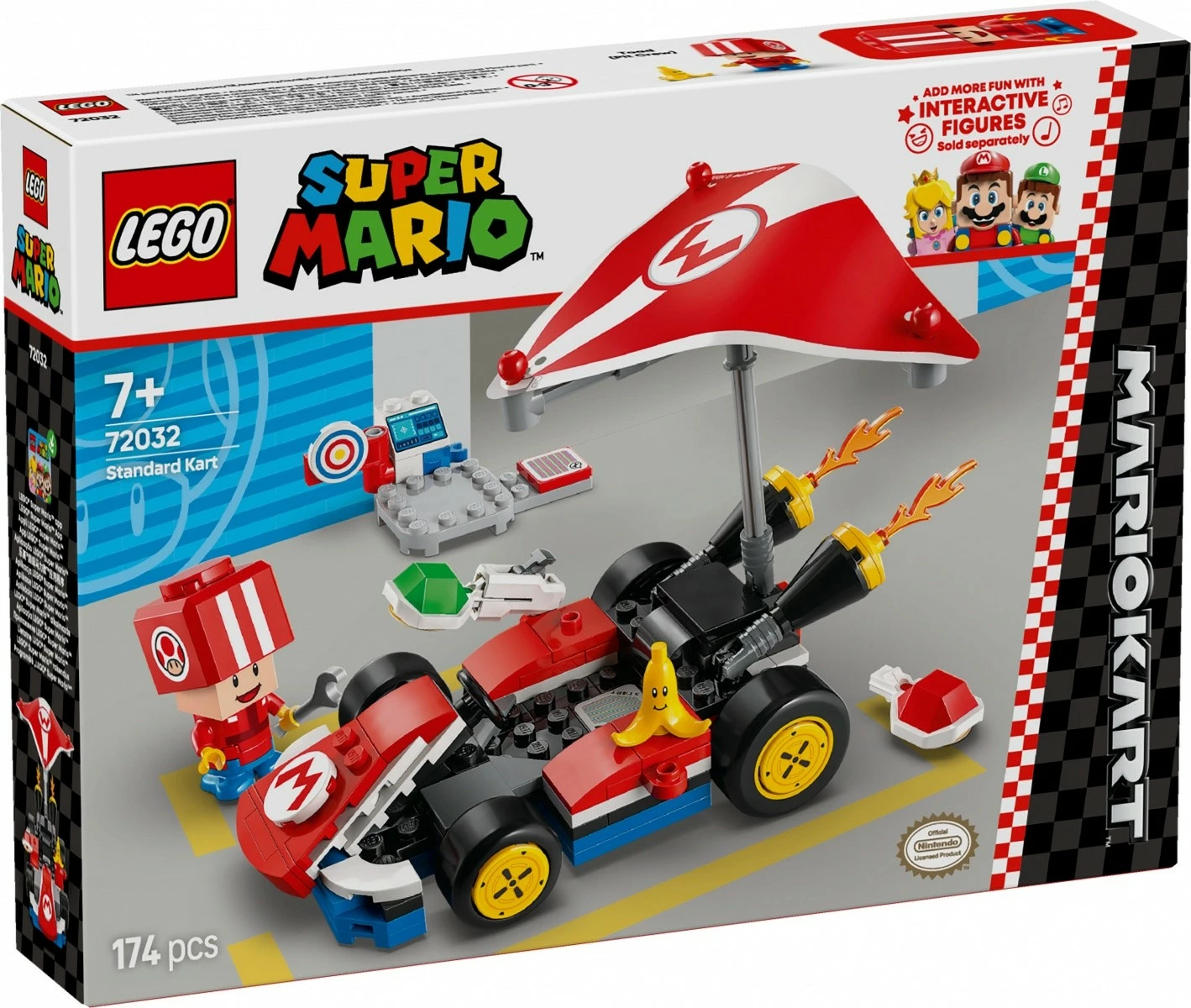 Set ndërtimi LEGO Super Mario 72032 Standard Kart, 174 pjesë, me figurë Toad, kuqe