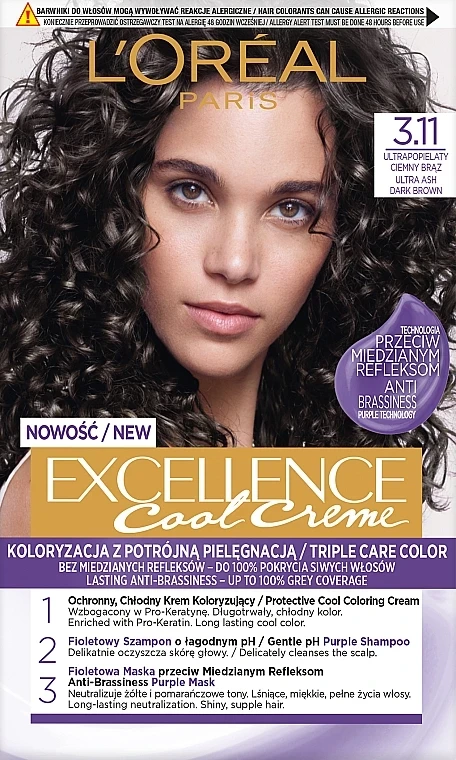 Ngjyrë për flokë Excellence 3.11 Cool Ultra Ash Dark Brown