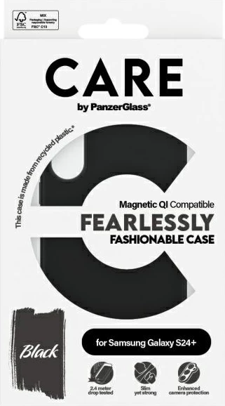 Mbështjellës PanzerGlass CARE Fashion QI për Samsung Galaxy S24+, zi