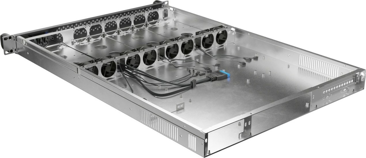 Kasë server RACK 19" 1U, Lanberg SC01-6501-12B, për E-ATX/ATX/mATX/ITX, 8x40 mm PWM, deri 6 disqe, PSU FLEX deri 330 mm, e zezë metal