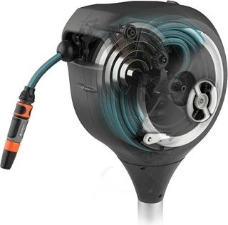 Kasetë automatike për zorrë uji Gardena RollUp M, 20m, 0-360°, e zezë/gri