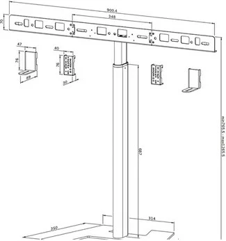 Stendë dyshemeje për videobar Neomounts AV80-500BL 43-110 inç, VESA 200x200 deri 800x800, max 10 kg, e zezë