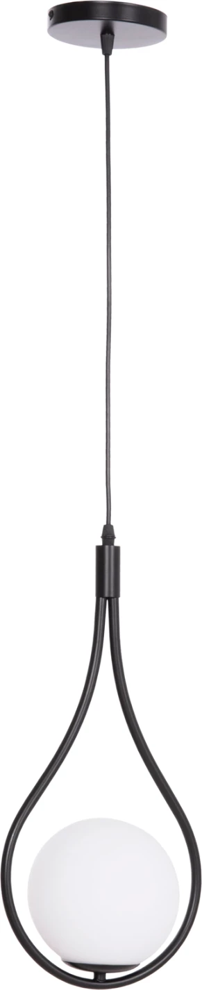 Llambë tavani varëse Droplet, metal i zi, glob i bardhë qumështor, FH7503.11, 23.5x12x147cm