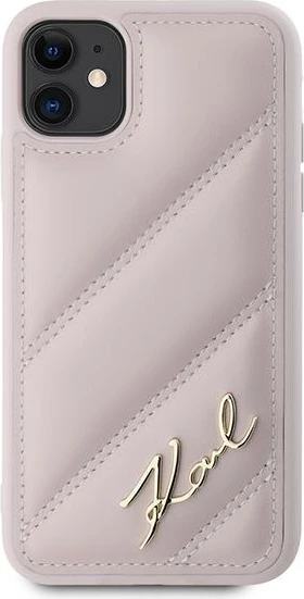 Mbështjellës Karl Lagerfeld Diagonal Quilted Script për iPhone 11/XR, Rozë