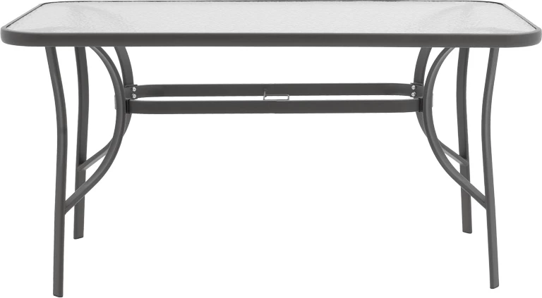 Tavolinë me karrige Ensure-Sussie, metal-xham, ngjyrë gri e errët, 140x80x70cm, 5 copë