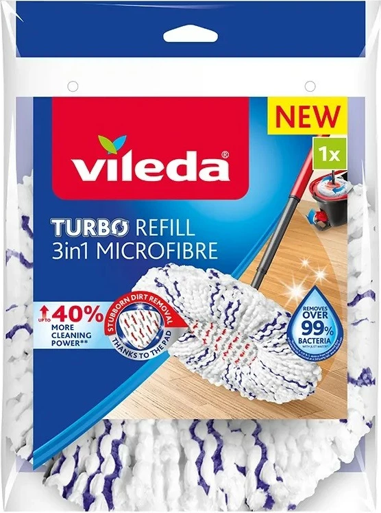 Insert rrotullues për mop Vileda Turbo 3in1 Microfibre, Navy blue, White