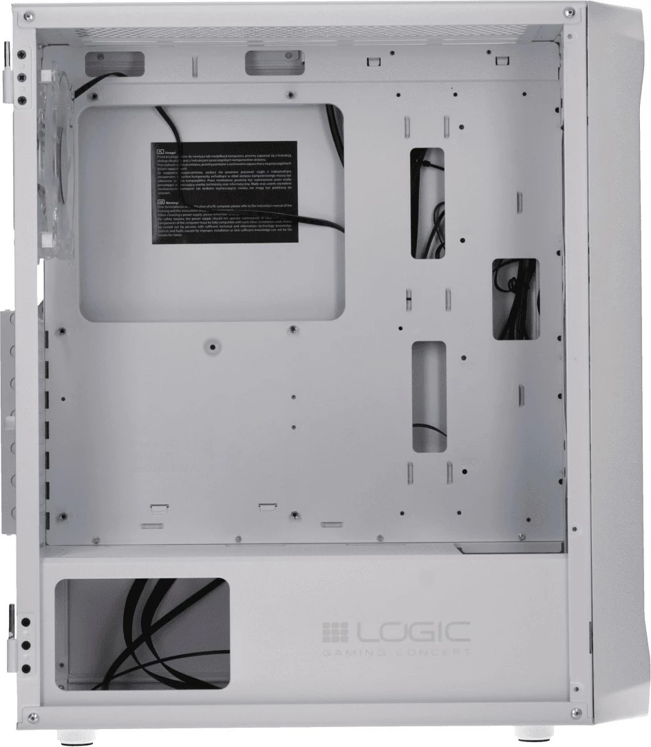 Kasë PC Logic Concept Portos ARGB Midi Tower, ATX/Micro ATX, x4 ARGB, panel anësor xham i kalitur, USB 3.0, White