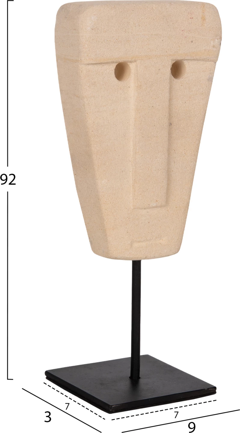 Dekor tavoline fytyrë, gur Paras, qëndrim metalik i zi, FH4312, 9x3x22 cm