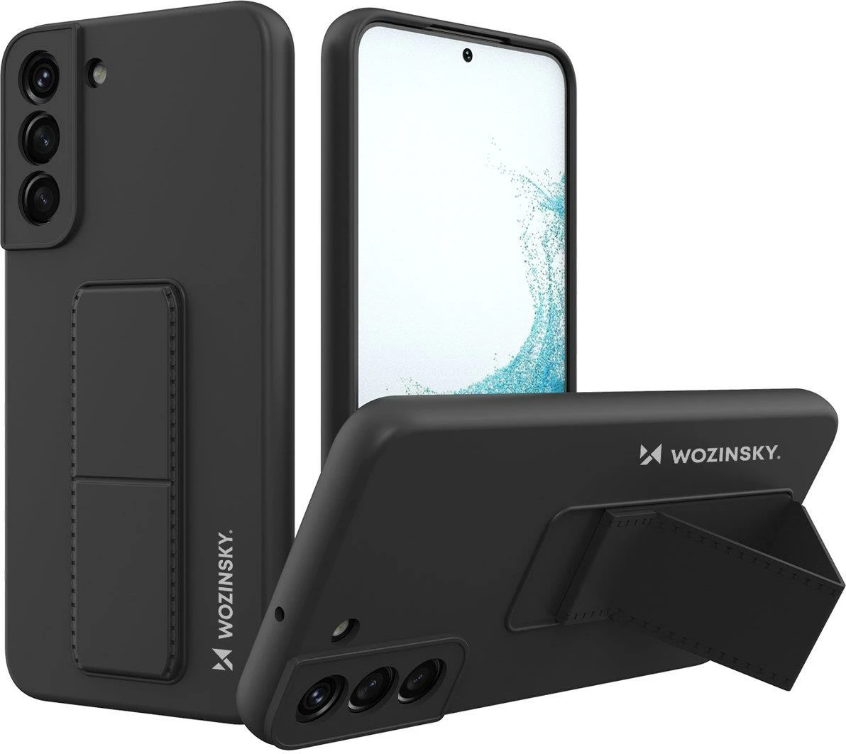 Mbështjellës Wozinsky Kickstand Case për Samsung Galaxy S22+, silikon, i zi