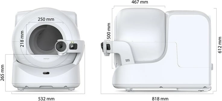 Tualet automatik mace Petkit Purobot Max, vetëpastrues, kontroll me aplikacion, i bardhë