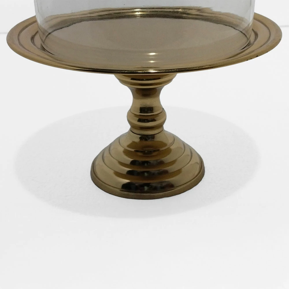 Kupë servirëse me kapak, alumin dhe xham, argjend, 23x23x28cm