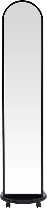 Pasqyrë dyshemeje rrotulluese me rafte, ngjyrë e zezë, MDF, Espero, 34x170cm