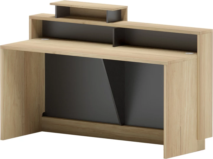 Banak recepsioni Lotus, ngjyrë natyrale-antracit, 160x60x105cm