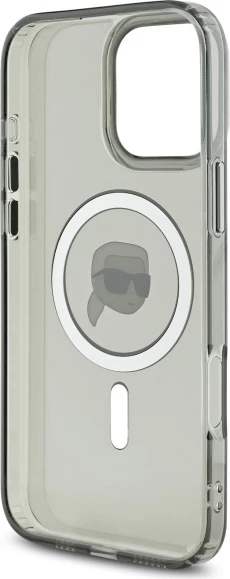 Mbështjellës Karl Lagerfeld IML Metal Karl Head MagSafe për iPhone 16 Pro, Zi
