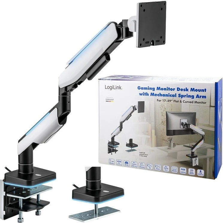 Mbajtës monitori LogiLink BP0162, për tavolinë, për 17-49 inç, ngjyrë e bardhë/zezë